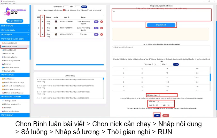 Hướng dẫn B&igrave;nh luận, Gửi tin nhắn bằng Simple Facebook