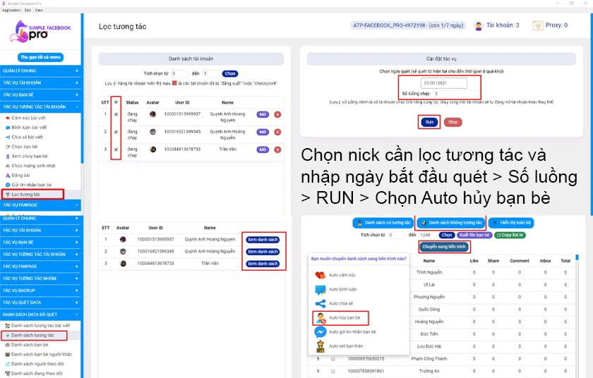 Hướng dẫn lọc tương t&aacute;c bằng Simple Facebook