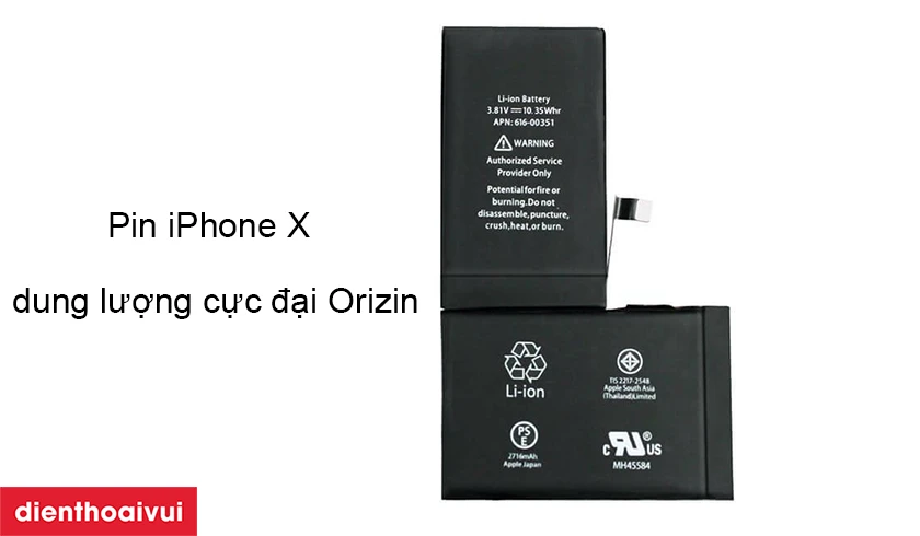 thay pin iPhone X dung lượng cực đại Orizin