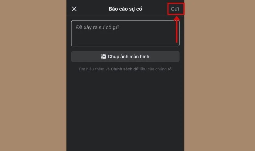gửi báo cáo cho Facebook