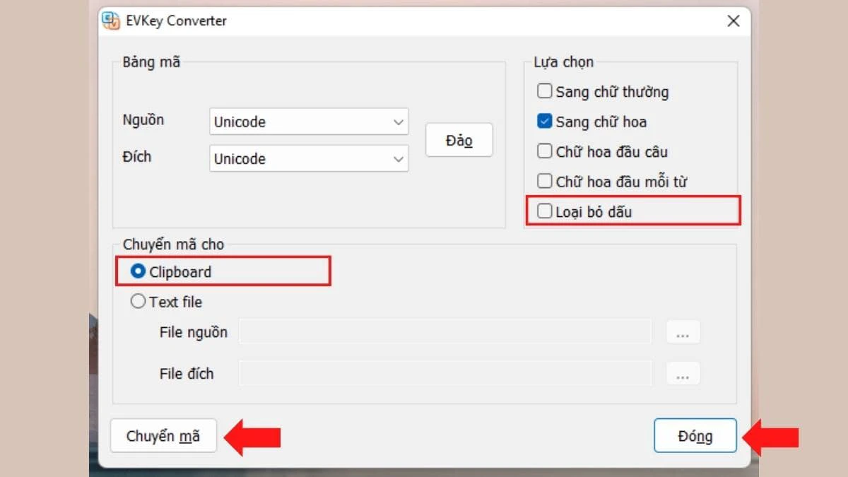 Chuyển chữ c&oacute; dấu th&agrave;nh kh&ocirc;ng dấu qua bộ chuyển m&atilde; EVKey