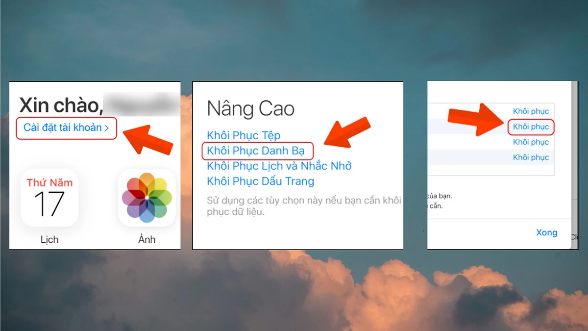 Kh&ocirc;i phục danh bạ tr&ecirc;n iPhone bằng iCloud