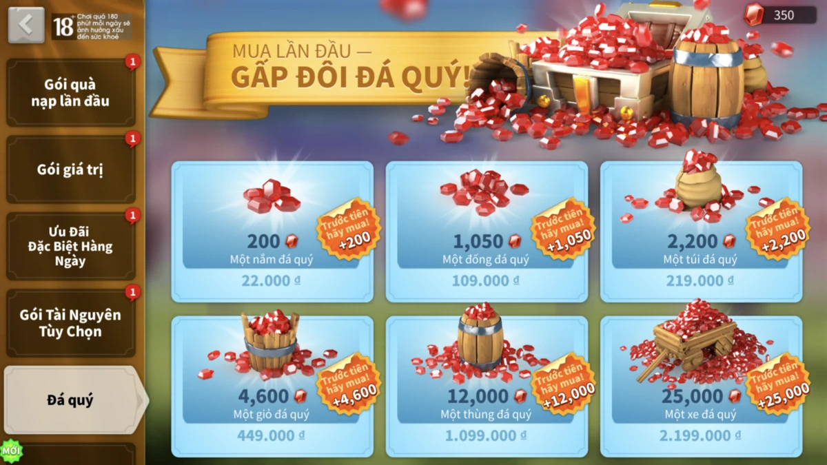 c&aacute;ch nạp Rise of Kingdom