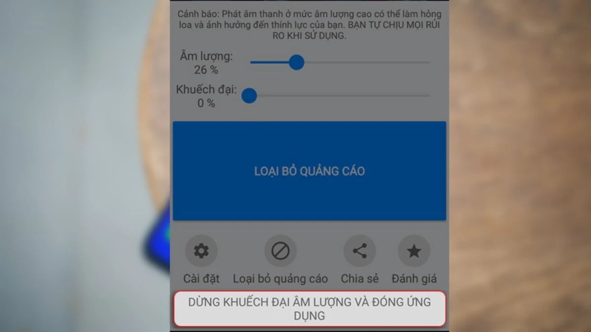 tắt chế độ tăng âm lượng