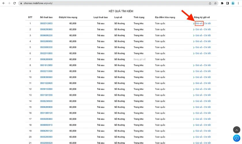 bước 2 khi đăng k&yacute; đầu số 077 tr&ecirc;n website