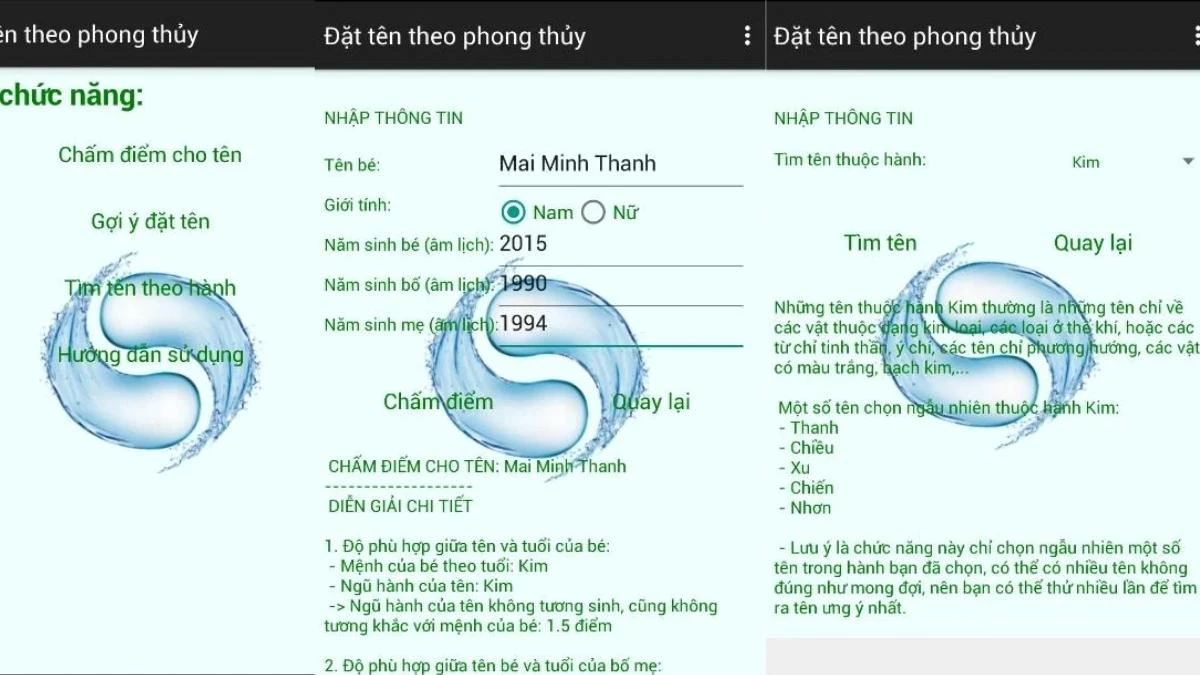 Phần mềm đặt t&ecirc;n con theo t&ecirc;n bố mẹ