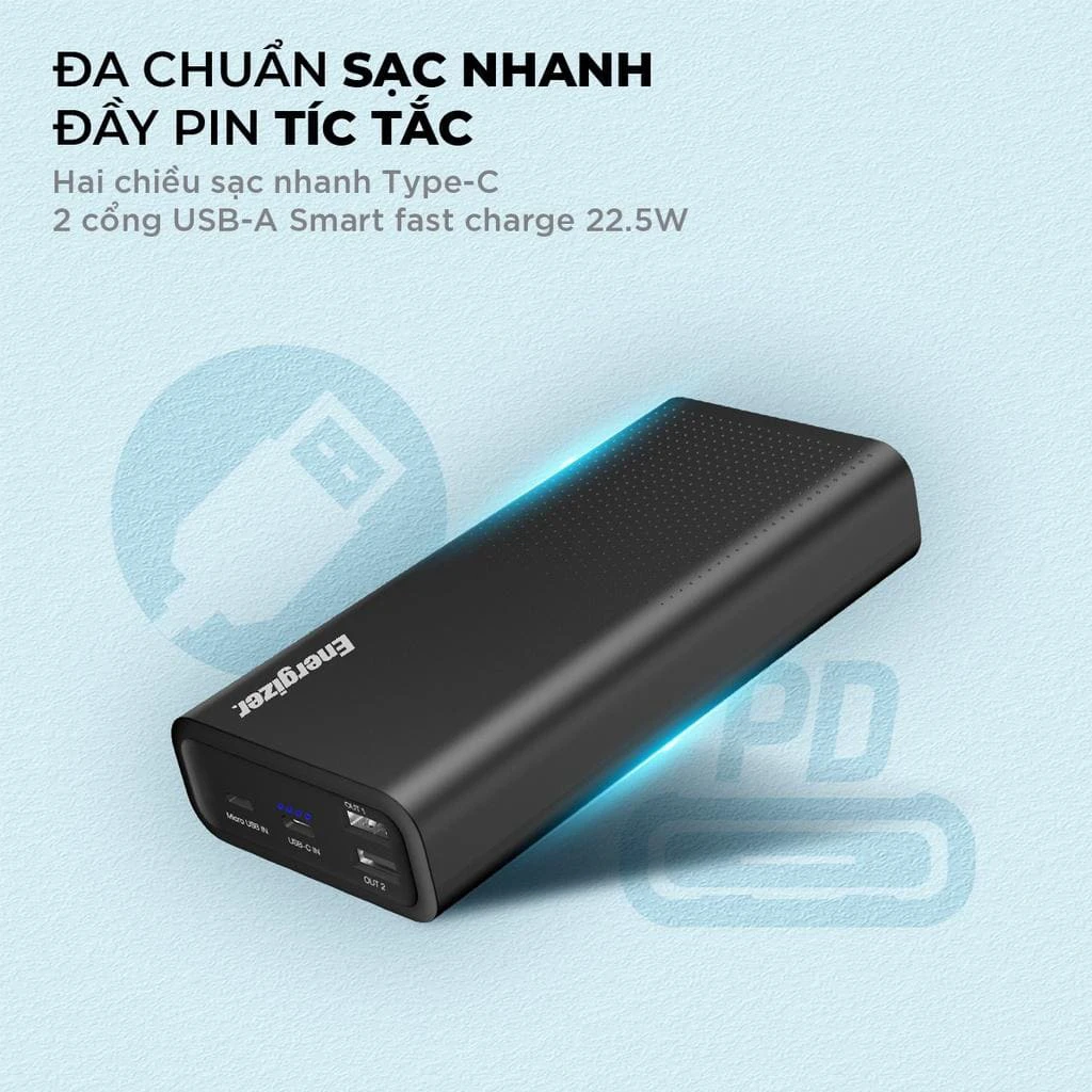 Pin Dự Phòng ENERGIZER UE20012PQ 20.000 MAH đen