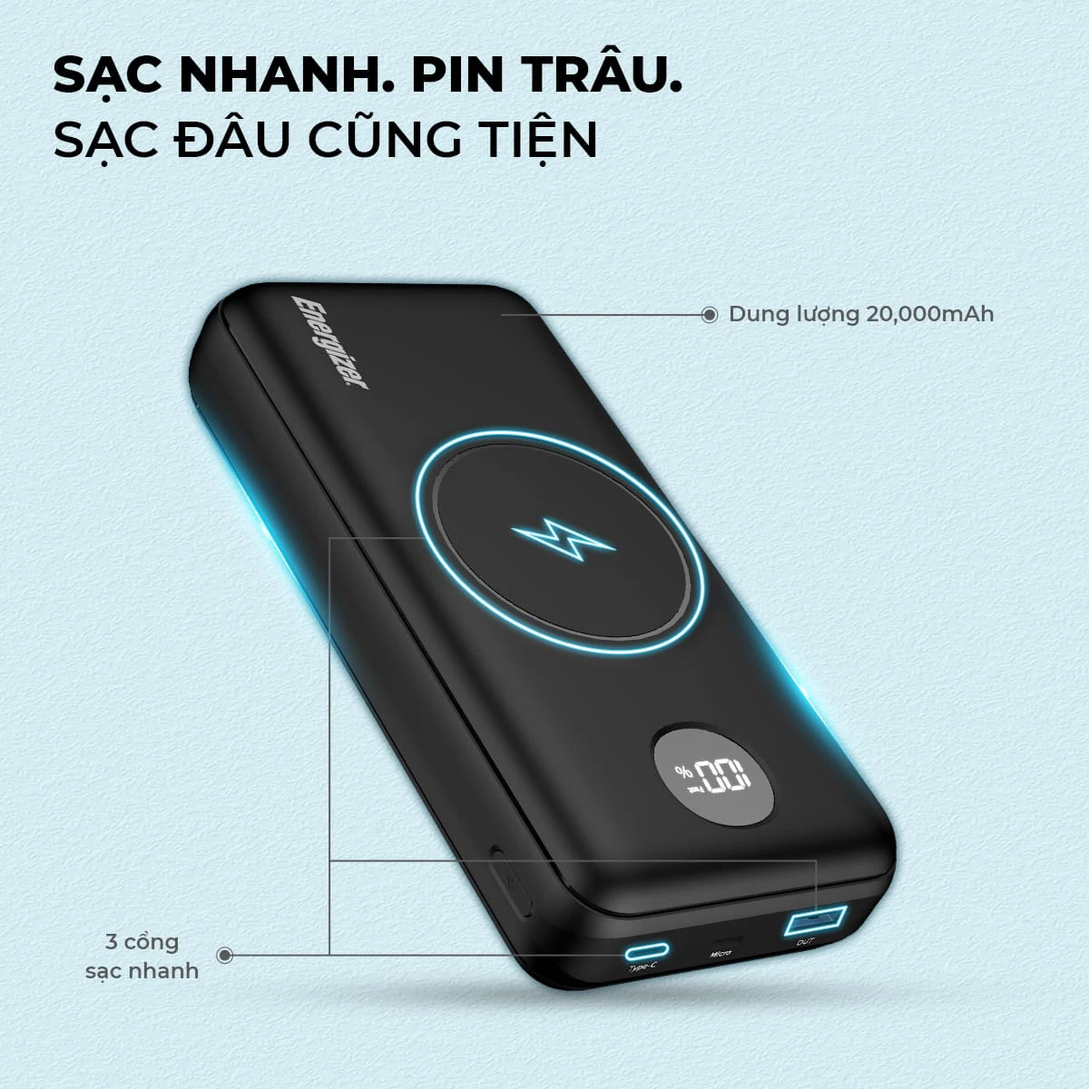 Pin Dự Phòng ENERGIZER 20.000 MAH QE20013PQ
