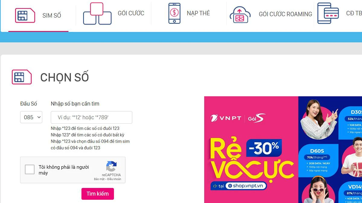 C&aacute;ch đăng k&yacute; mua SIM đầu số 085