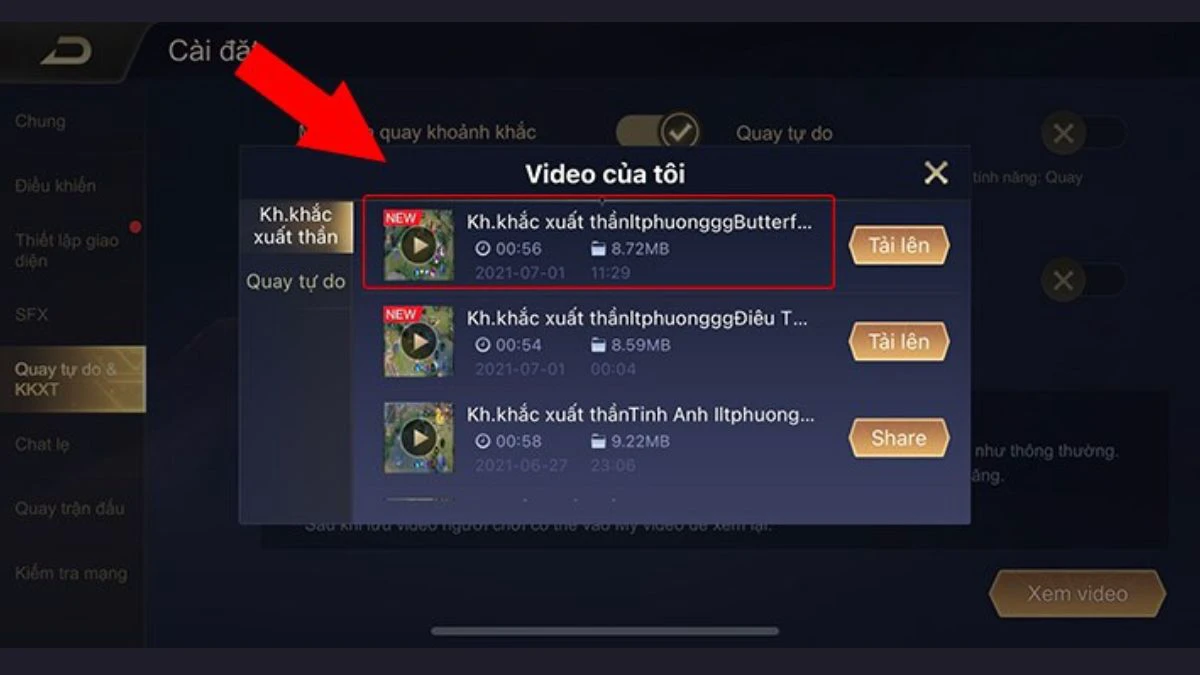 Xem lại c&aacute;c video khoảnh khắc