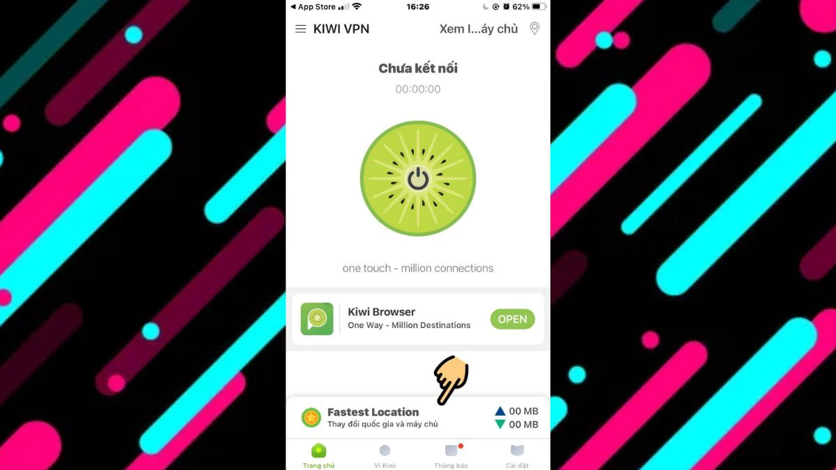 Tải v&agrave; khởi động ứng dụng Kiwi VPN