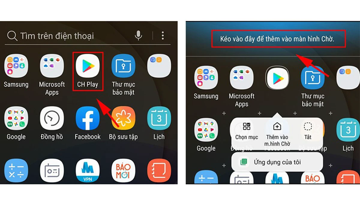 cách đưa ứng dụng ra màn hình điện thoại