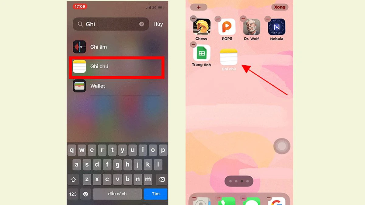 Nhấn giữ app trong khoảng 2-3 giây