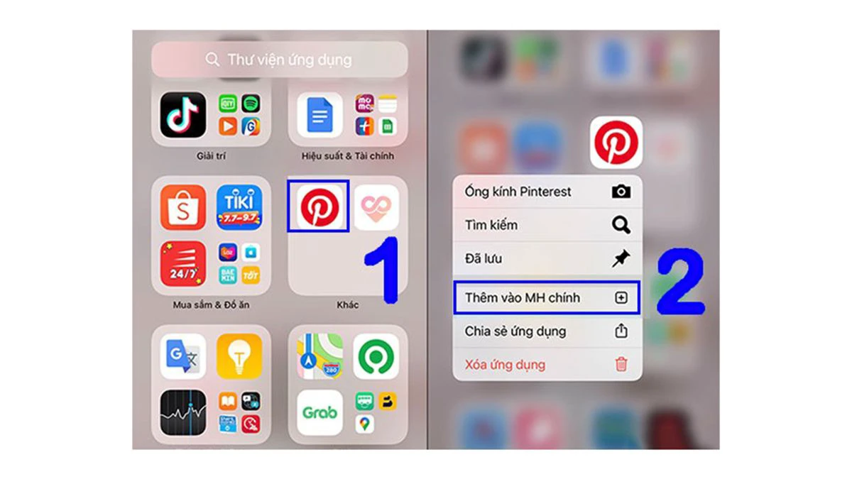 nhấp chọn và giữ ứng dụng