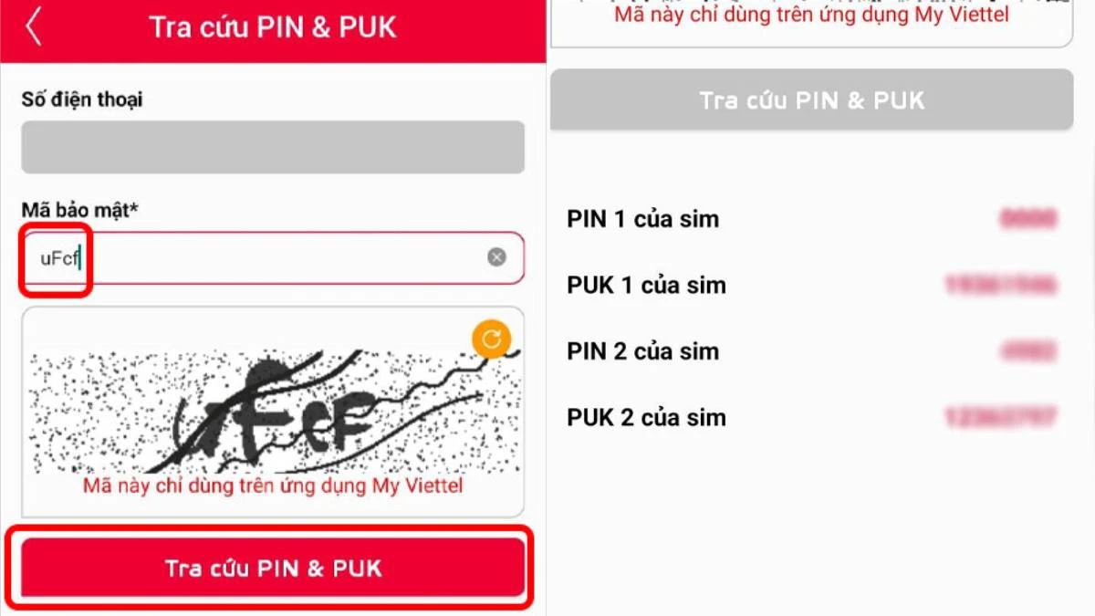 Tra cứu PIN & PUK