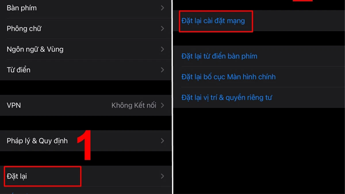 Đặt lại C&agrave;i đặt mạng