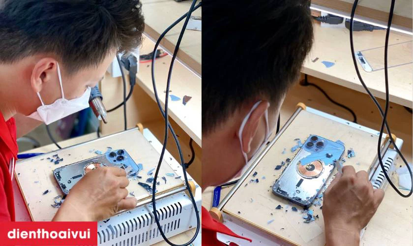 dịch vụ thay k&iacute;nh mặt lưng tại điện thoại vui