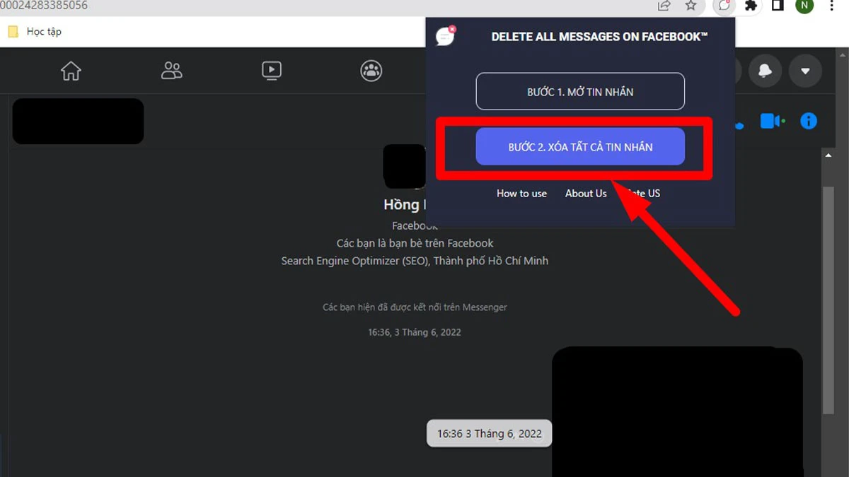 chọn sang chế độ X&oacute;a tất cả tin nhắn