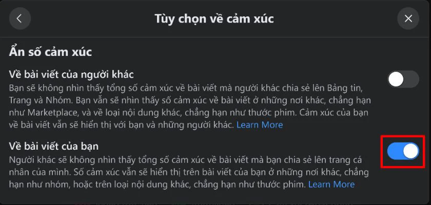 C&aacute;ch bật ẩn lượt th&iacute;ch tr&ecirc;n Facebook m&aacute;y t&iacute;nh