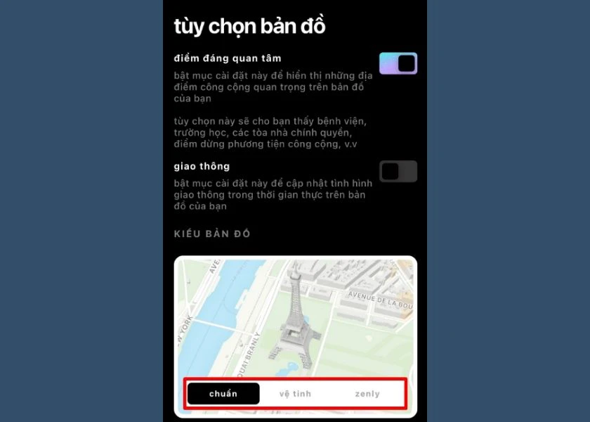 tuỳ chọn bản đồ
