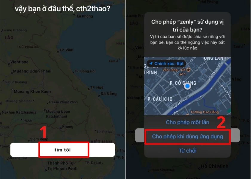 cho phép truy cập vị trí