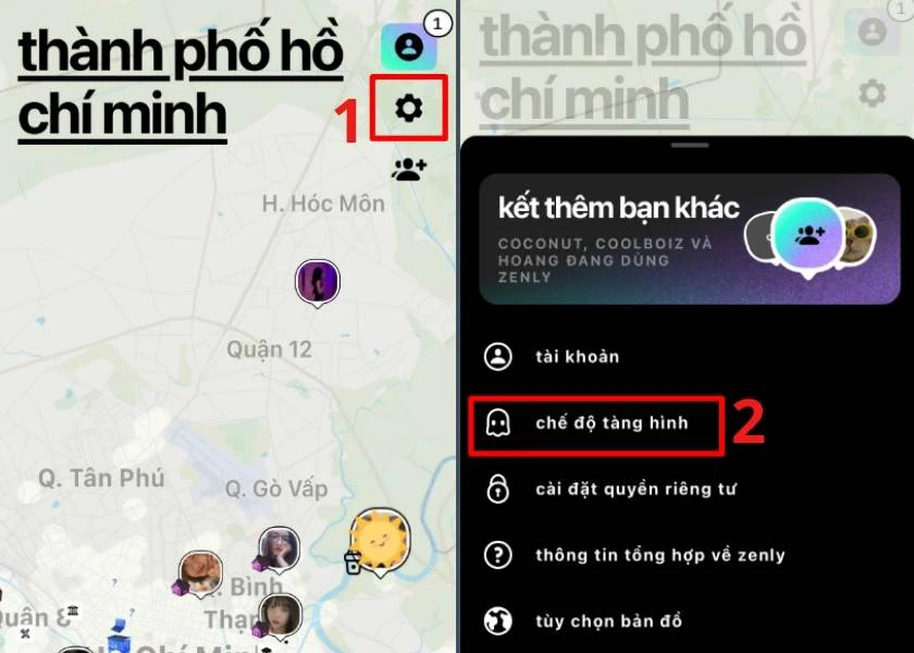 chế độ tàng hình trên app