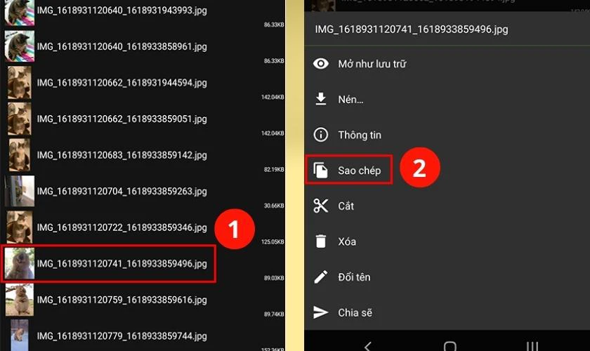Nhấn v&agrave;o ảnh cần kh&ocirc;i phục v&agrave; chọn Zalo