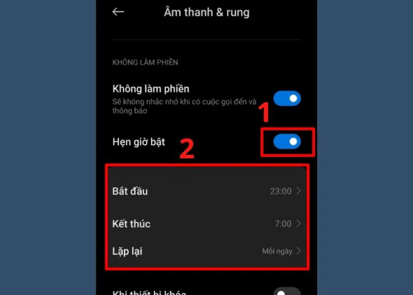 chọn thời gian hẹn giờ