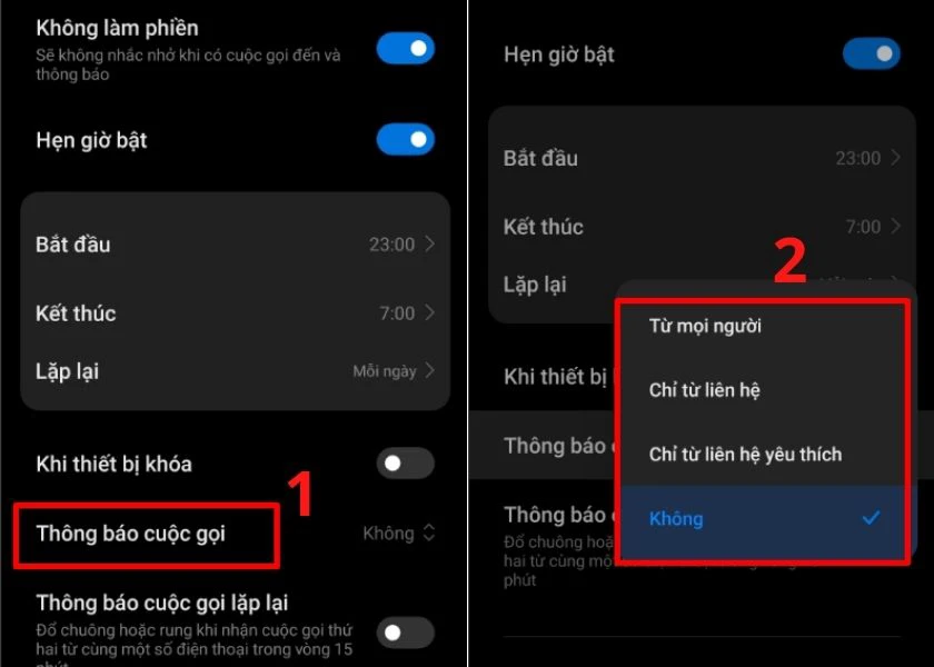 hẹn giờ bật chế độ 