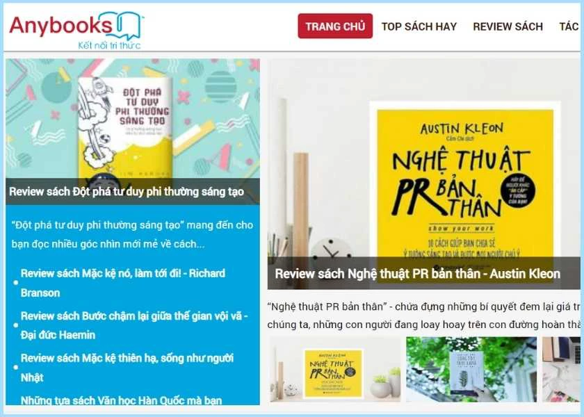 web đọc sách anybooks