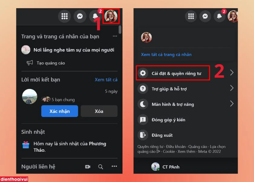 V&agrave;o C&agrave;i đặt v&agrave; quyền ri&ecirc;ng tư