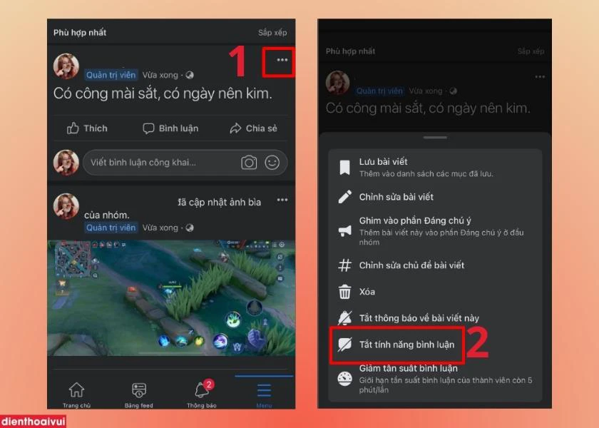 C&aacute;ch tắt b&igrave;nh luận tr&ecirc;n nh&oacute;m/group Facebook
