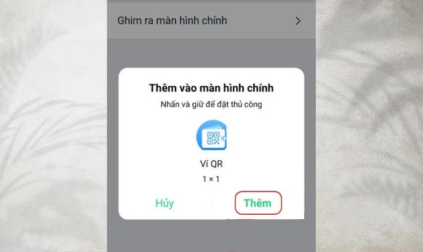 thêm ví vào màn hình