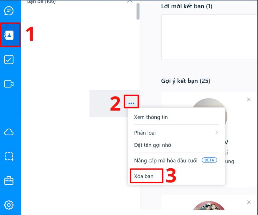 C&aacute;ch x&oacute;a kết bạn tr&ecirc;n Zalo bằng m&aacute;y t&iacute;nh
