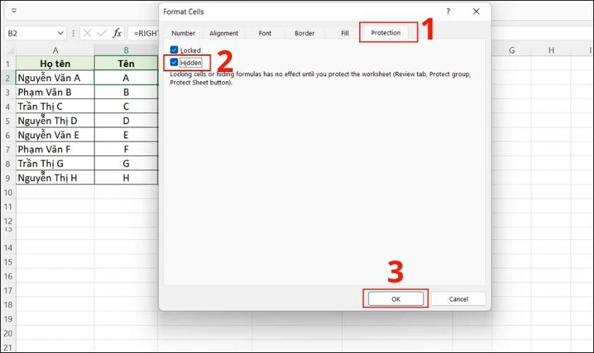 c&aacute;ch &Acirc;̉n c&ocirc;ng thức trong Excel