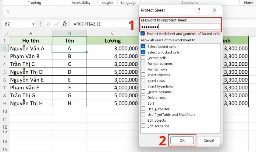 dấu c&ocirc;ng thức excel