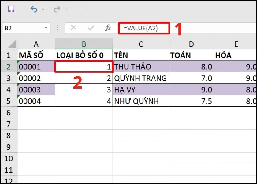 sử dụng hàm value