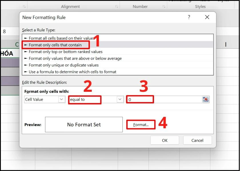 ẩn số 0 trong excel