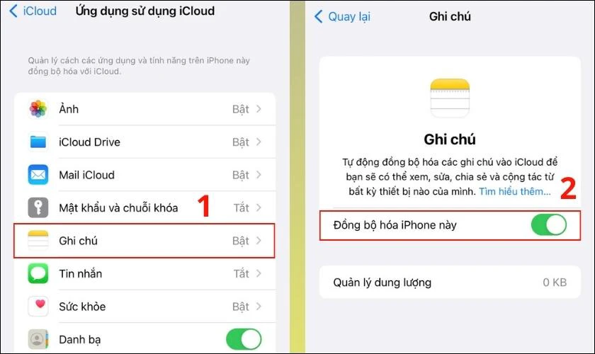 chọn đồng bộ hóa iphone