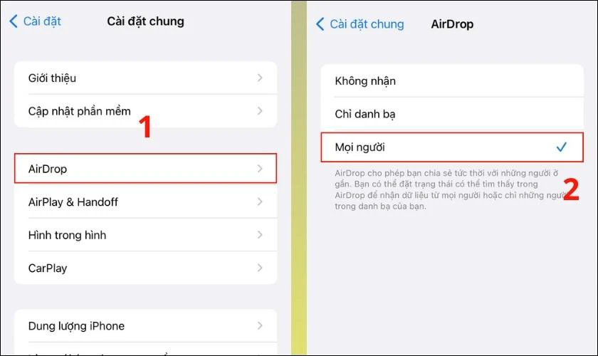 chuyển ghi chú sang iphone khác qua airdrop
