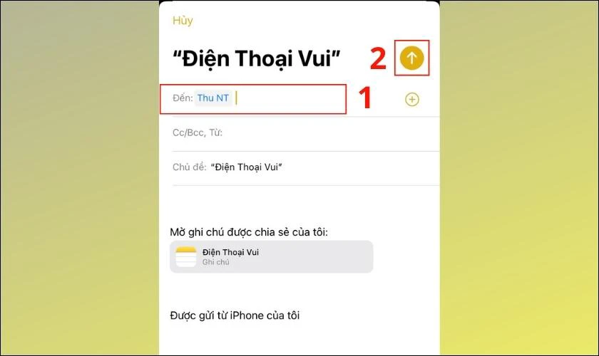 chuyển ghi chú sang iphone mới qua mail