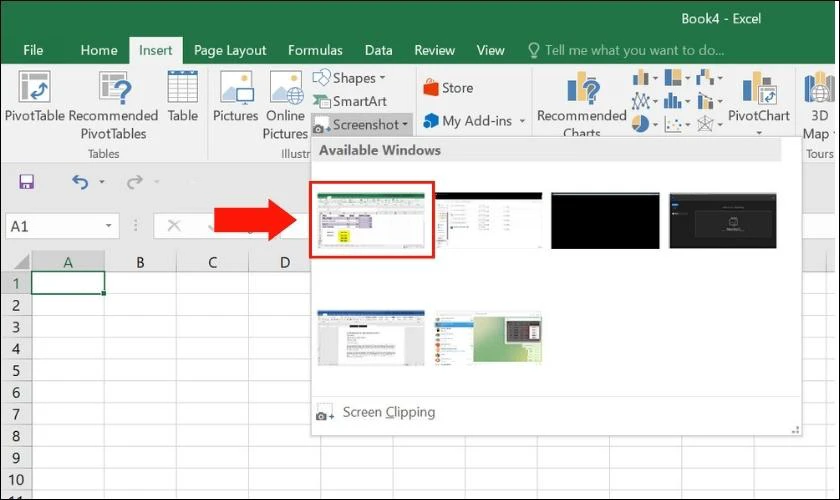 C&aacute;ch chụp m&agrave;n h&igrave;nh trong Excel