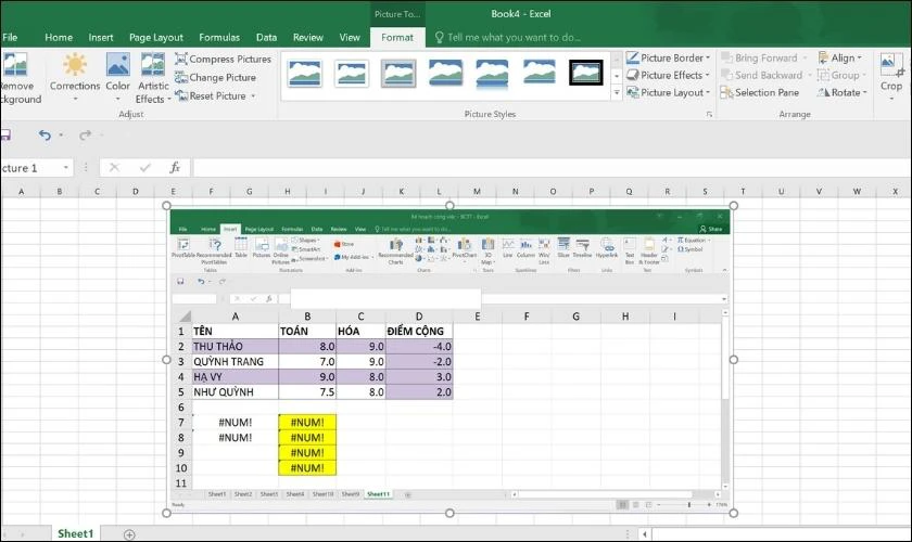 ảnh chụp m&agrave;n h&igrave;nh excel