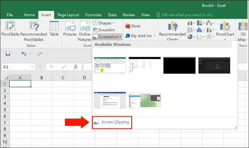 chụp một phần m&agrave;n h&igrave;nh excel