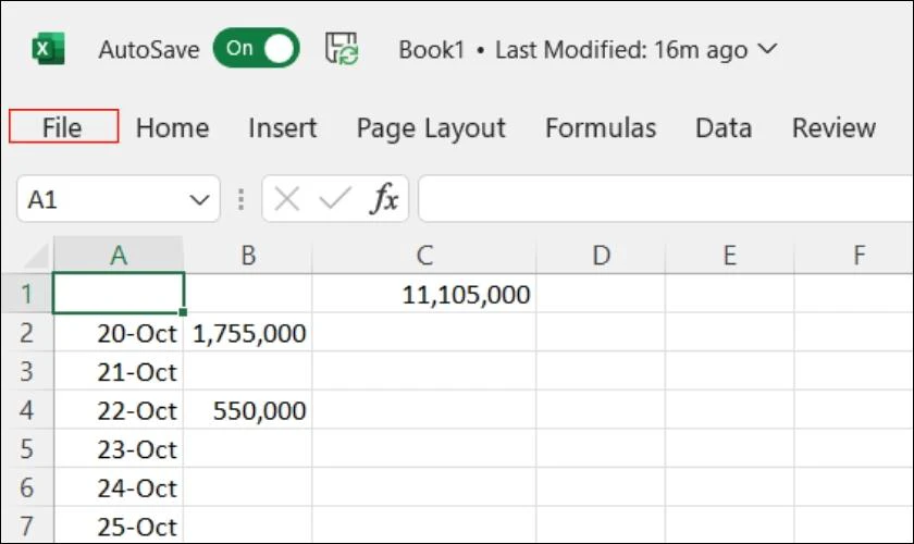 cách lấy lại file excel chưa lưu bằng autorecover