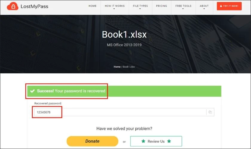 mở file excel bị khóa pass online thành công