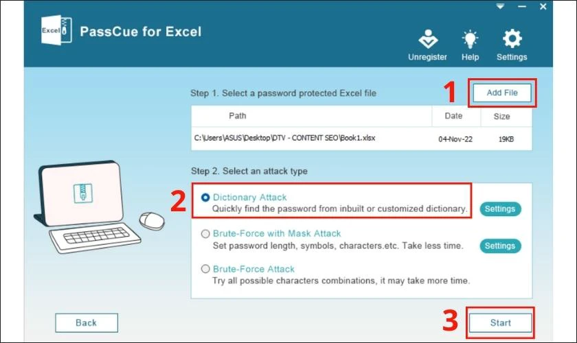 cách mở file excel bị khóa pass với passcue