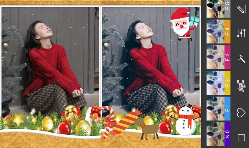đa dạng sticker noel trên app chỉnh ảnh giáng sinh