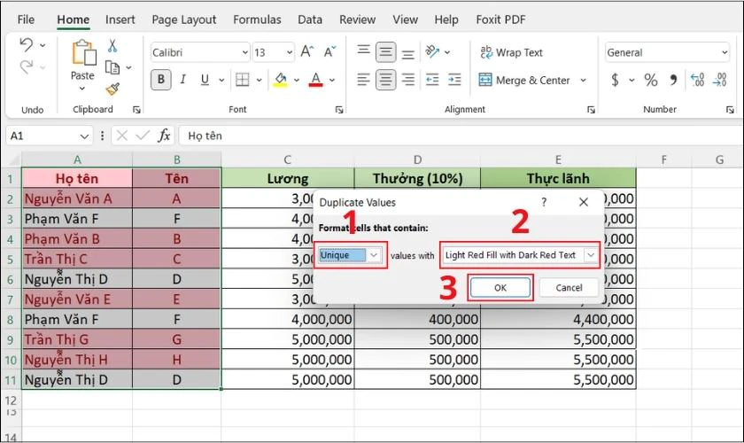 cách sử dụng Duplicates Excel