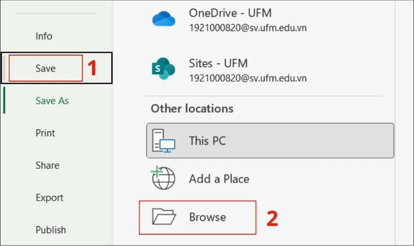chọn browse - khắc phục lỗi mở file excel bị chậm
